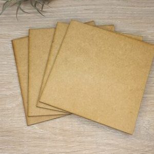 Coasters - 100mm Square Mdf Wood Raw 3mm (pack of 10)