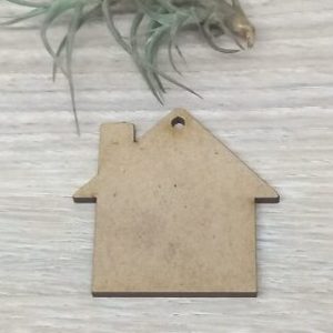 Keyring MDF Wooden House 50mm